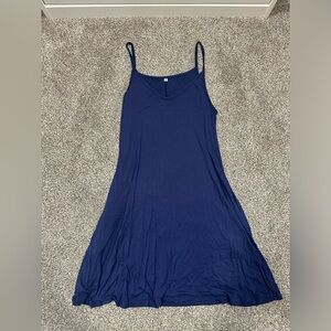 Blue Summer Swing Dress with Pockets